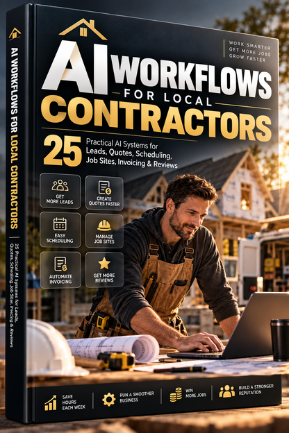 AI Workflows for Local Contractors: 25 Practical AI Systems for Leads, Quotes, Scheduling, Job Sites, Invoicing & Reviews